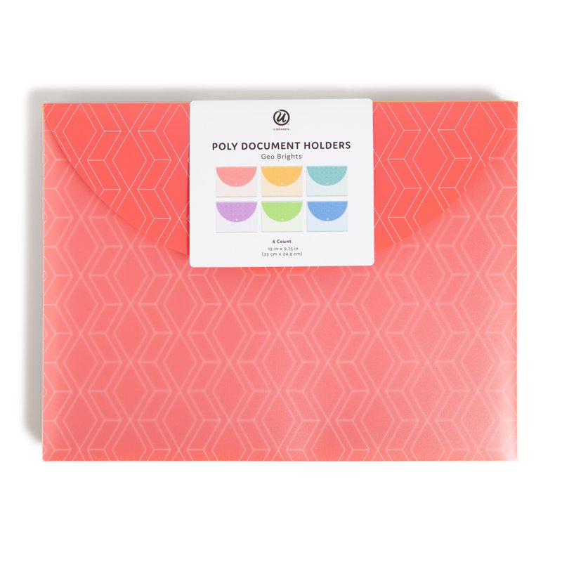 Multi-Color Document Holders Set - 8.5 x 11 inch Poly File Jackets with Snap Closure