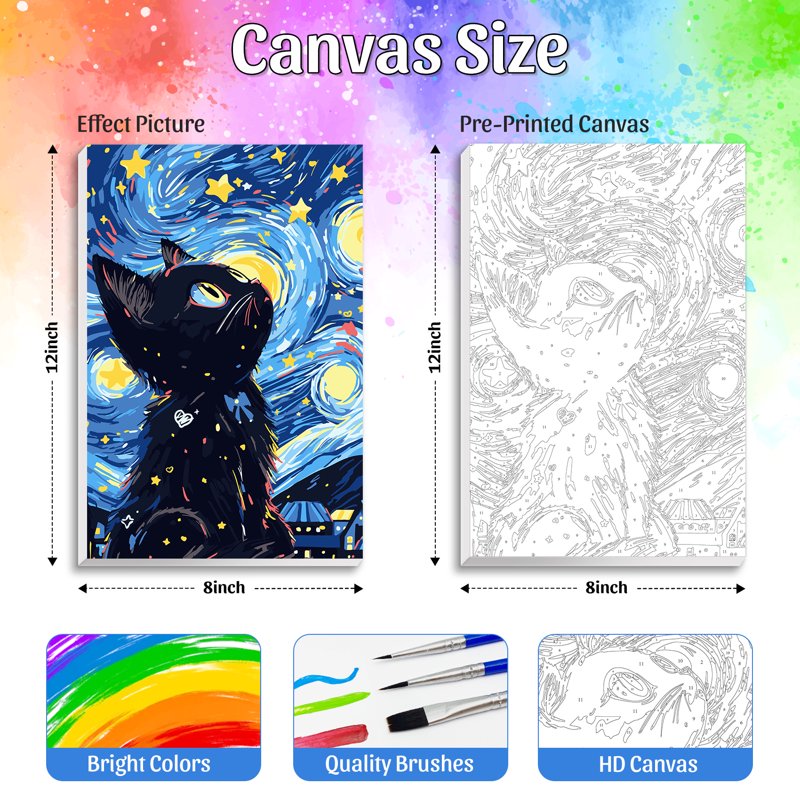 Paint by Numbers Kit for Adults Starry Night Canvas Art Frame 8x12 Inch