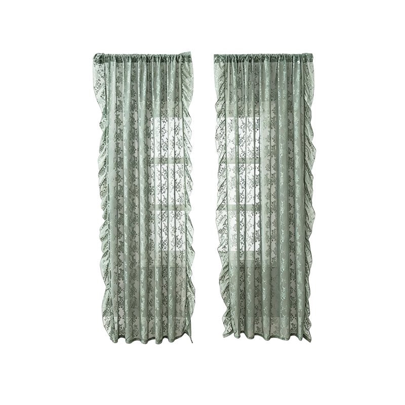 Semi-Sheer Curtains 78 Inch Long French Style Lace Window Drapes for Living Room and Bedroom