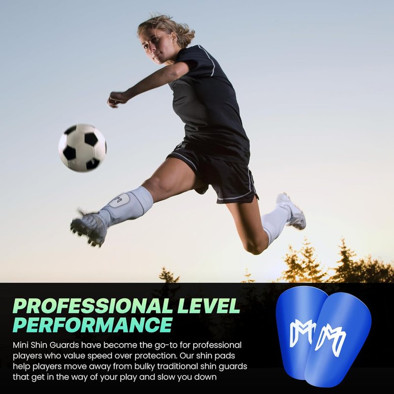 Mini Shin Guards for Soccer - MediCaptain MiniGuards 3.9 x 2.4 in (Blue) - Unisex Youth & Adult