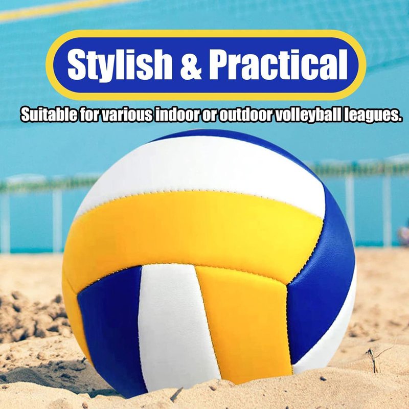 Official Size 5 PU Leather Volleyball with Pump - Indoor & Outdoor Play Set