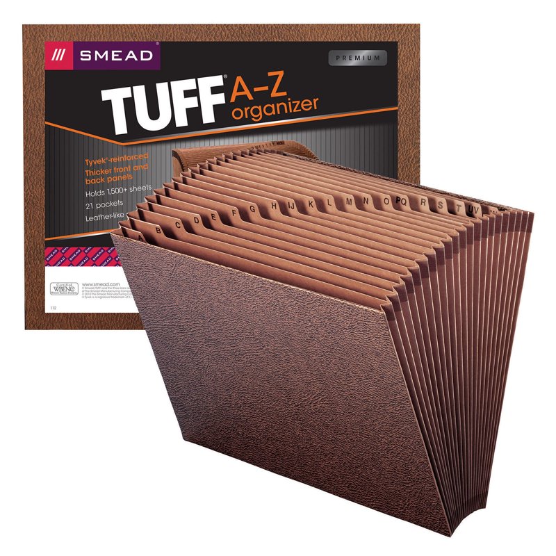 Expanding Files A-Z No Flap Brown Letter Size Office Organizer