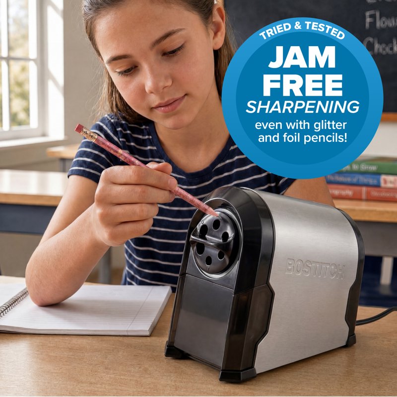 Commercial Electric Pencil Sharpener with QuietMotor, Fast Sharpening & Safety Features