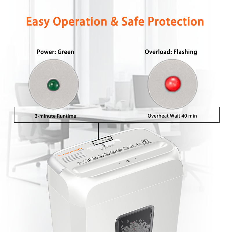 Crosscut Paper Shredder for Home Office 6-Sheet Capacity with Card and Staple Shredding