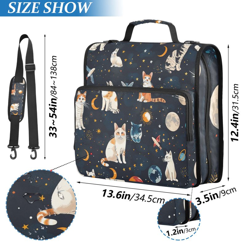Waterproof Zipper Binder with Shoulder Strap - 2 Inch D-Ring, 500 Sheets Capacity