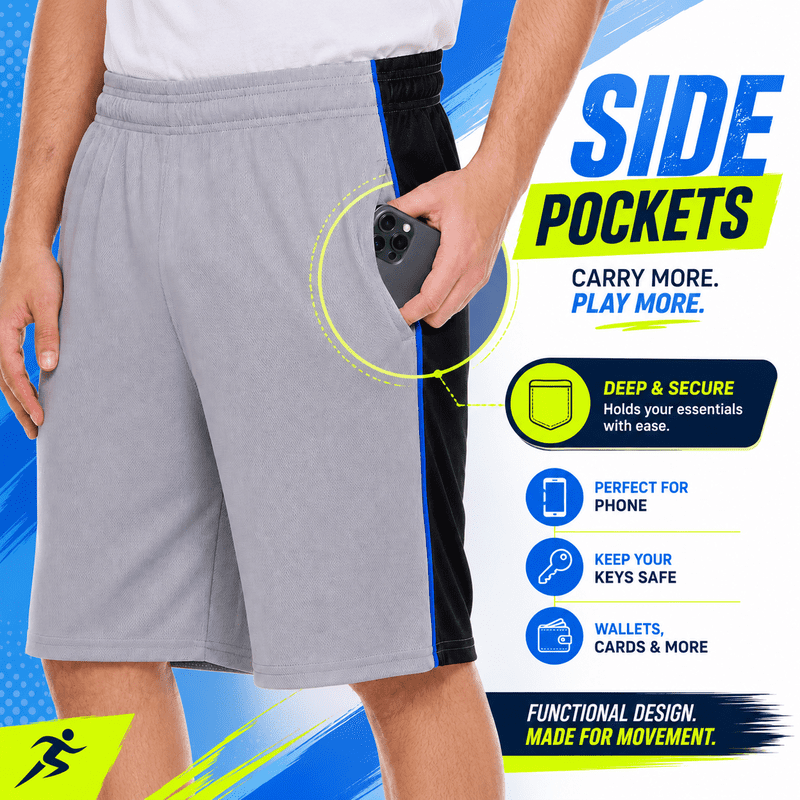 Men's 5-Pack Athletic Mesh Shorts - Moisture-Wicking Gym & Basketball Shorts