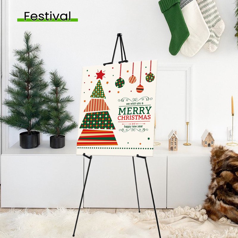 Portable Black Metal Easel Stand for Sign, Poster & Art Display — 3 Pack, Foldable, Adjustable, 66 Inch