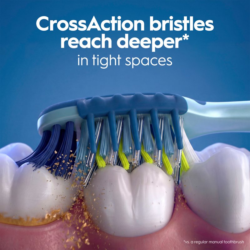 Manual Toothbrush Set with CrossAction Bristles for Deep Plaque Removal - 6 Pack