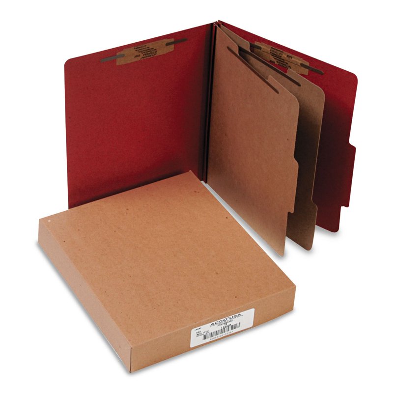 Pressboard Classification Folders 25-Point 6-Section Letter Size Earth Red