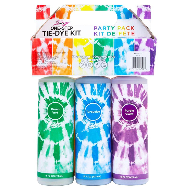 Tie-Dye Kit with 6 Bright Colors - 16 oz Each for 72 Projects