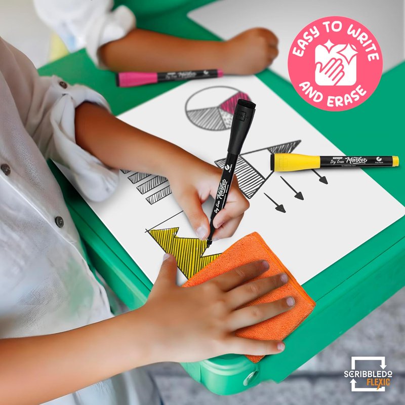 Dry Erase Whiteboard Sheets for Math Graphing 9x12 Inch, 10 Pack