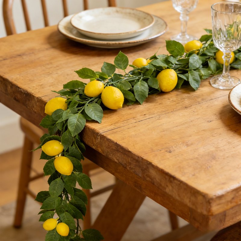 6Ft Artificial Lemon Vine Garland for Christmas Holiday Decor - Reusable Greenery