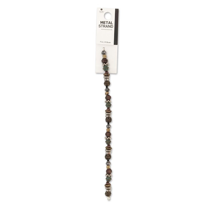 Mixed Metal Bead Strand for DIY Jewelry Making 7 Inch - Assorted Shapes & Finishes