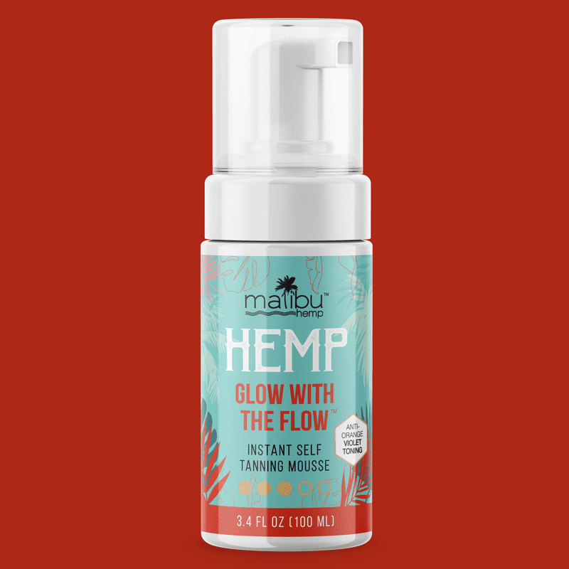 Malibu Hemp Sunless Tanning Mousse Medium Shade 3.4 fl oz - Natural Glow, Streak-Free
