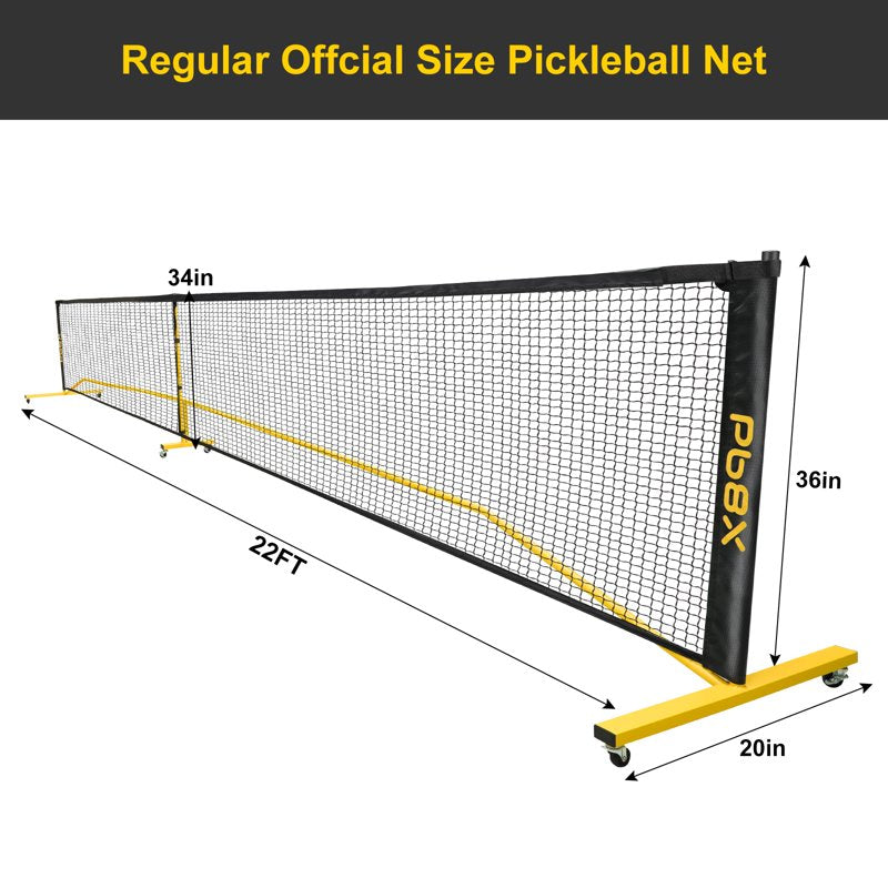 Portable Pickleball Net Set 22ft with Wheels, Paddles, Balls & Carry Bag