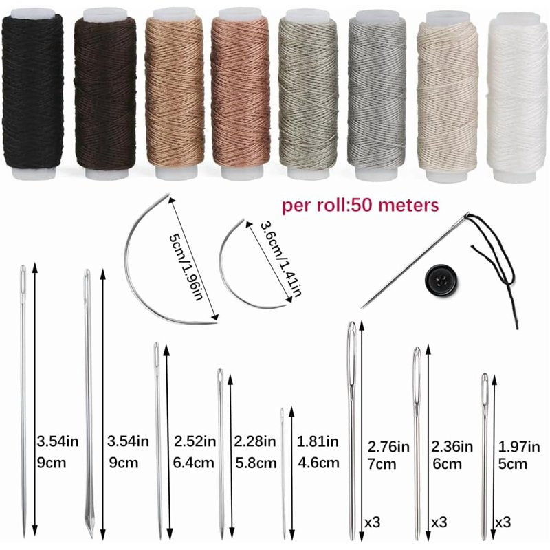 Heavy Duty Sewing Kit with Needles, Awl & Repair Tools for Upholstery & Leather