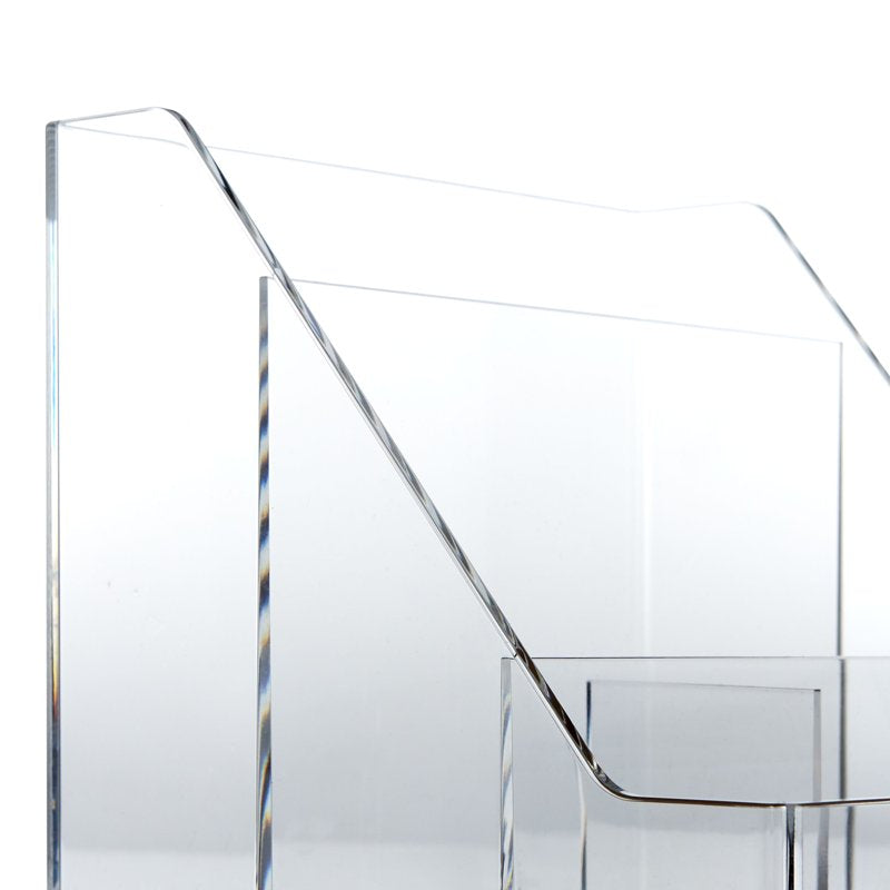 Acrylic Cork Desktop Organizer with 4 Compartments - Clear Office Storage