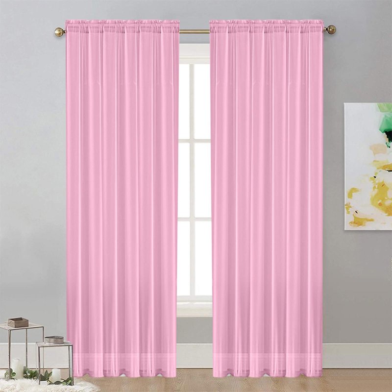 Semi-Sheer Light-Filtering Polyester Window Curtain Panel for Living Room & Bedroom