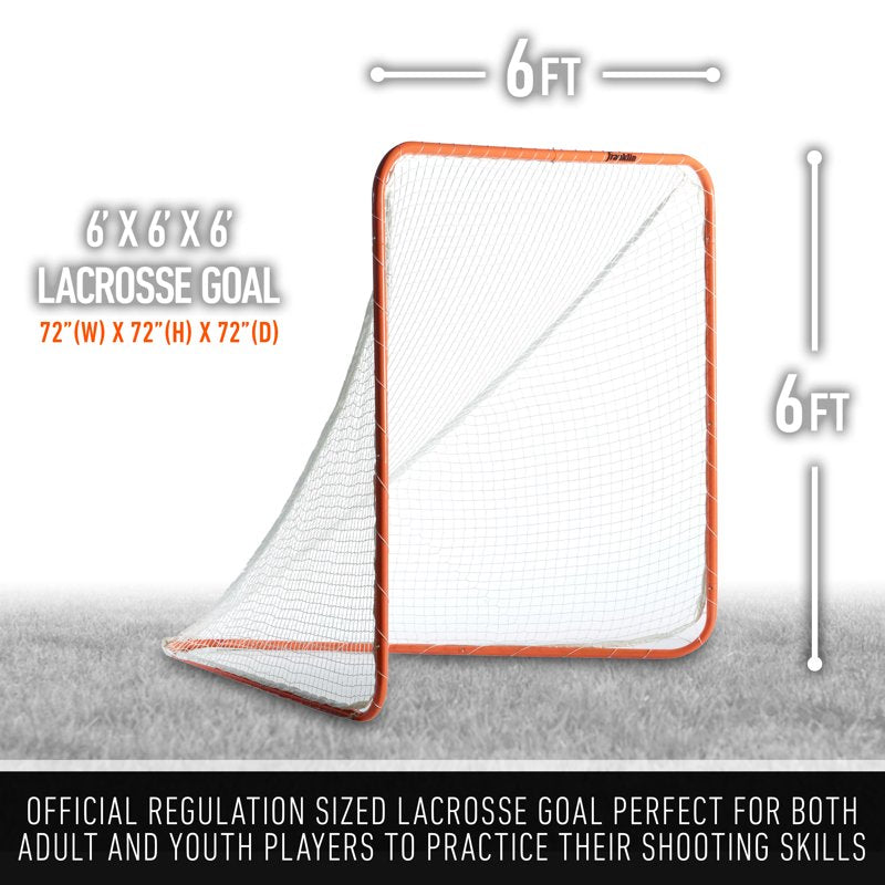 Official Size Lacrosse Goal 6' x 6' Portable Steel Frame with Net