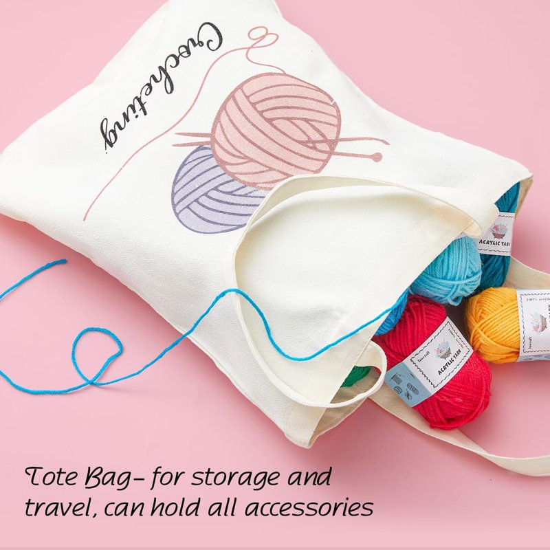 Crochet Kit for Beginners Adults with 18 Acrylic Yarn Skeins & Hooks — Complete Craft Set
