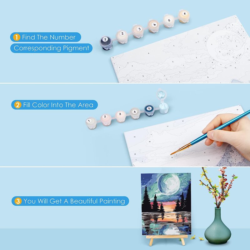 Paint by Numbers Kit for Adults & Kids - DIY Art & Craft Set with Canvas, Paints & Easel