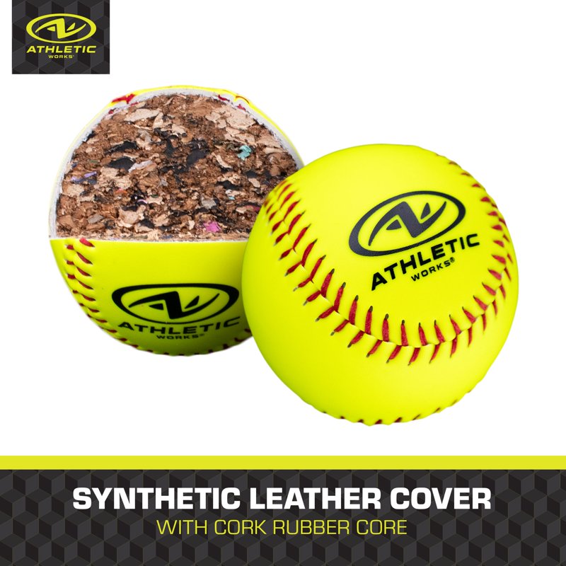 Youth Softball Set of 12 Softballs in Bucket - Fastpitch Training Equipment