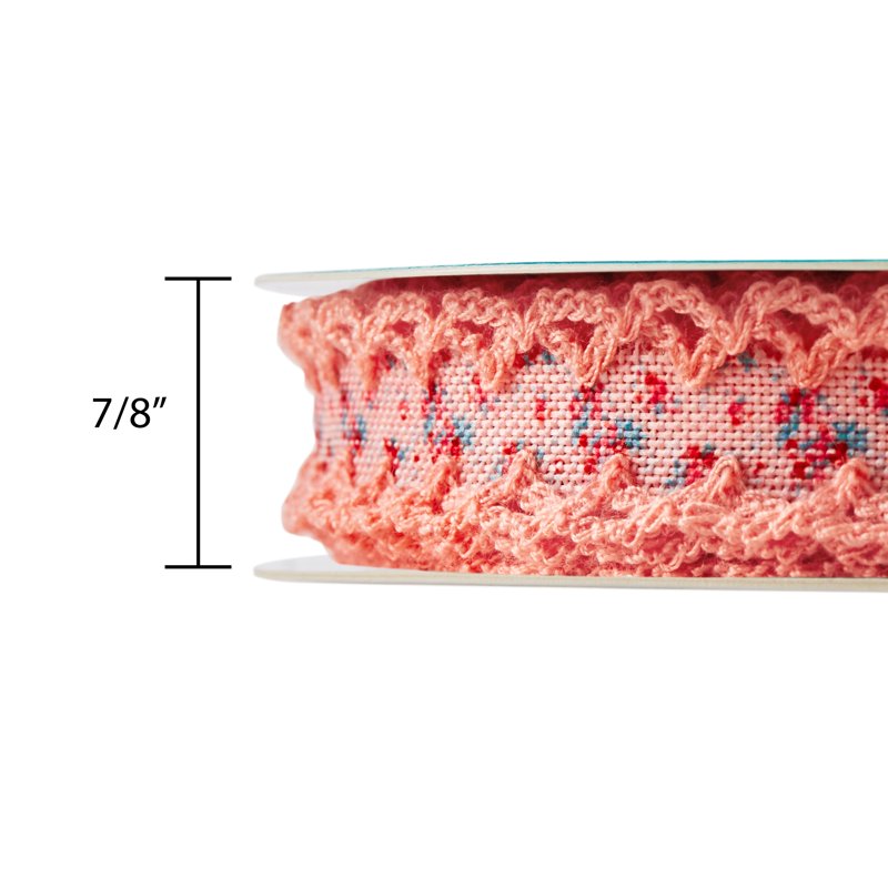 Cotton Crochet Scalloped Edge Ribbon for Crafts & Gift Wrapping - 7/8" x 20 Yards