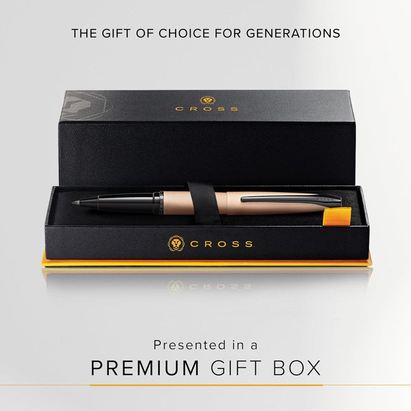Cross ATX Brushed Rose Gold Gel Ink Rollerball Pen - Medium, Refillable, Includes Gift Box — Variation: Sandblasted Rose Gold