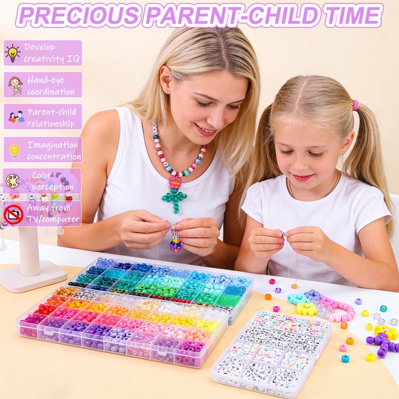 DIY Bracelet Making Kit with 64 Colors and 2200 Beads for Jewelry Crafting