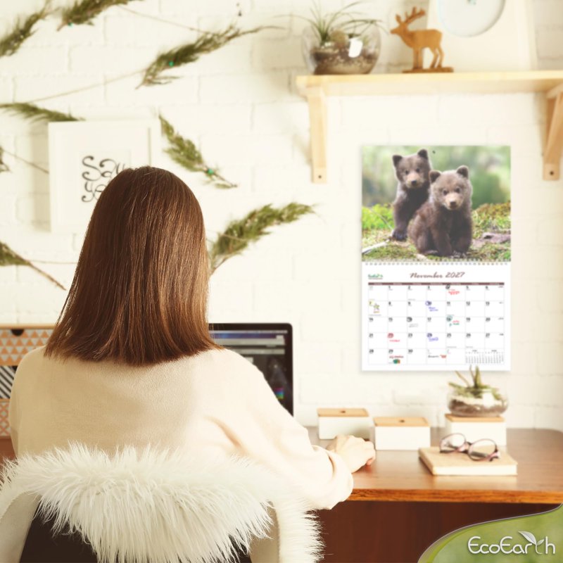 EcoEarth 12-Month Vertical Wall Calendar Baby Animals 11x17 Jan 2027-Dec 2027
