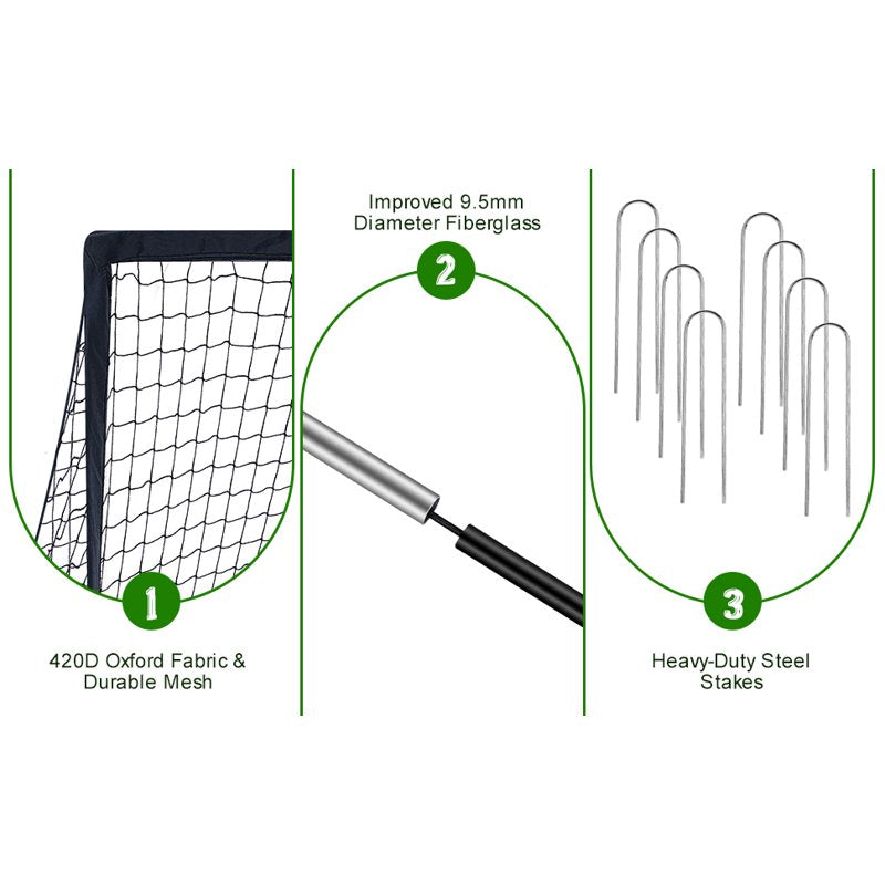 Vipuse 4x3ft Portable Soccer Goals – 2-Pack with Black Variation for Kids & Youth
