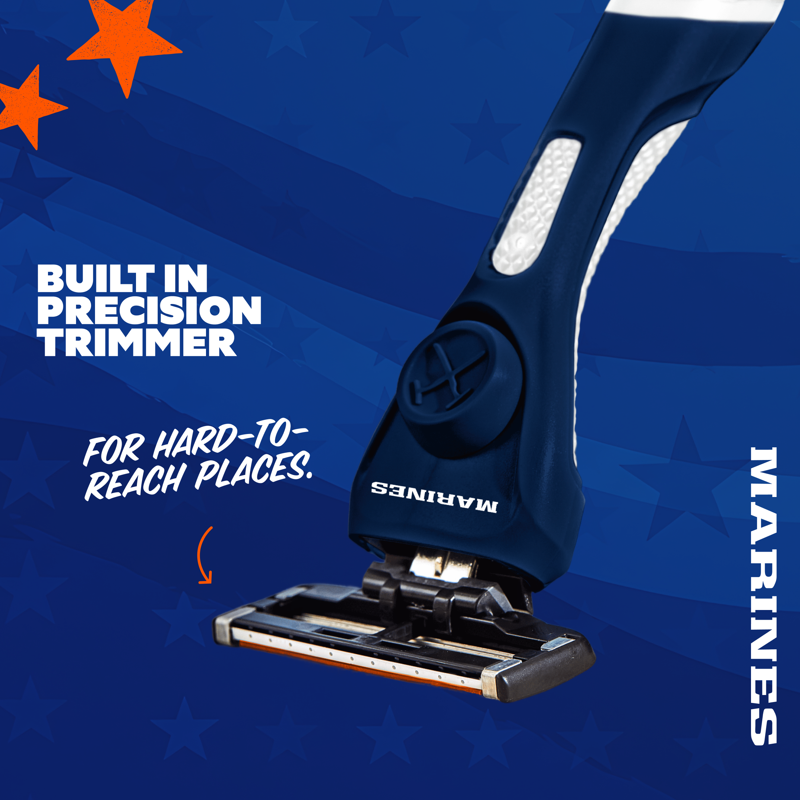 Military Marine 6-Blade Razor Starter Set with Handle & Blades