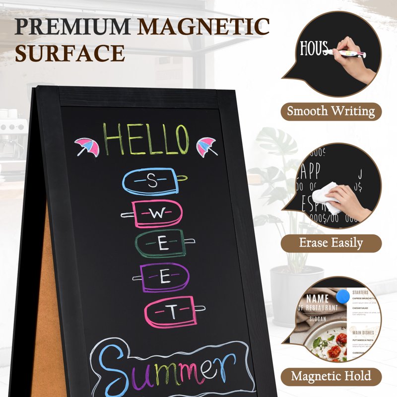 40x20 Inch Double-Sided Magnetic A-Frame Chalkboard Sign for Restaurants & Events