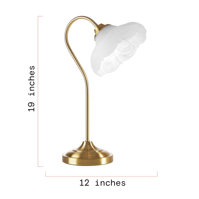 19-Inch Gold Metal Table Lamp with Glass Petal Shade - Elegant Home Decor