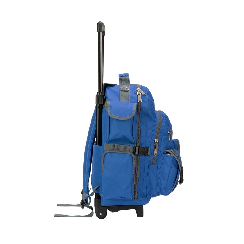 Heavy Duty 17-Inch Unisex Rolling School Backpack with Multiple Compartments