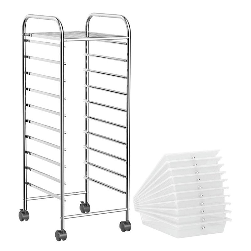 10-Drawer Rolling Storage Cart with Lockable Casters - Home Office & Craft Organizer
