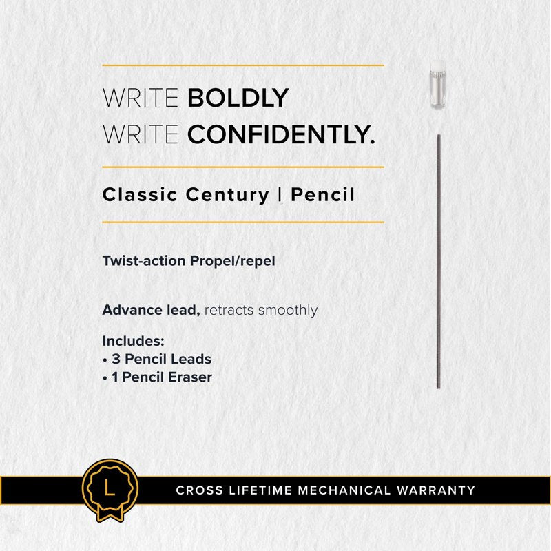 Classic Century Black Lacquer Mechanical Pencil with Chrome Trim 0.7mm