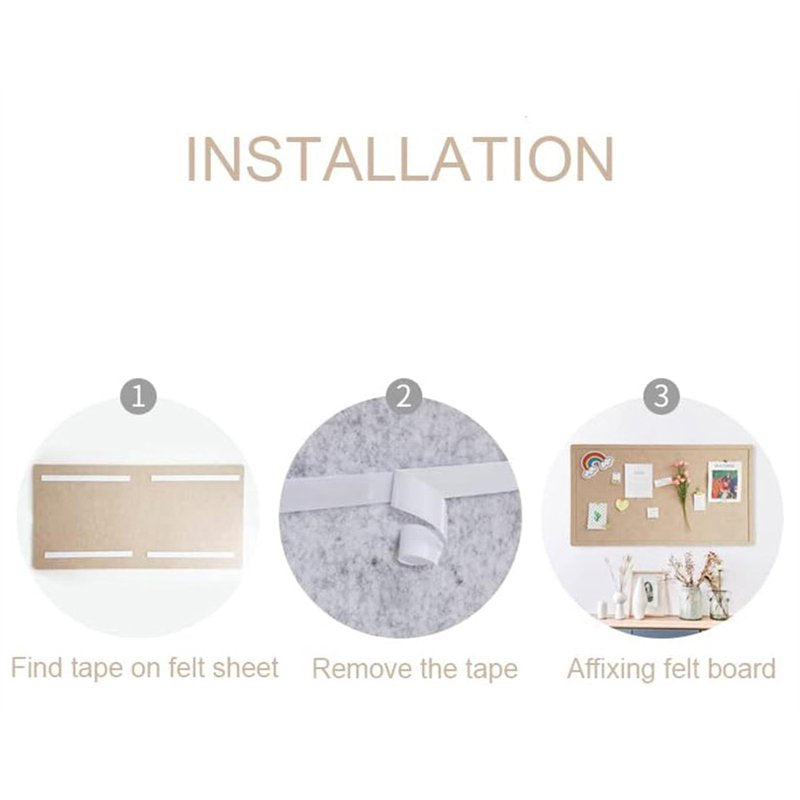 Self-Adhesive Felt Cork Board Tiles - 15.7x23.6 Inch Bulletin Board for Home & Office