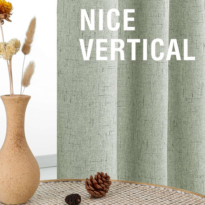 Blackout Thermal Curtain Set - Linen-Like Fabric, Rod Pocket & Back Tab, 2 Panels