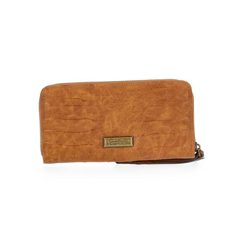 Women's Zip Around Wallet with Card Slots & Coin Pocket - Structured Leather Look