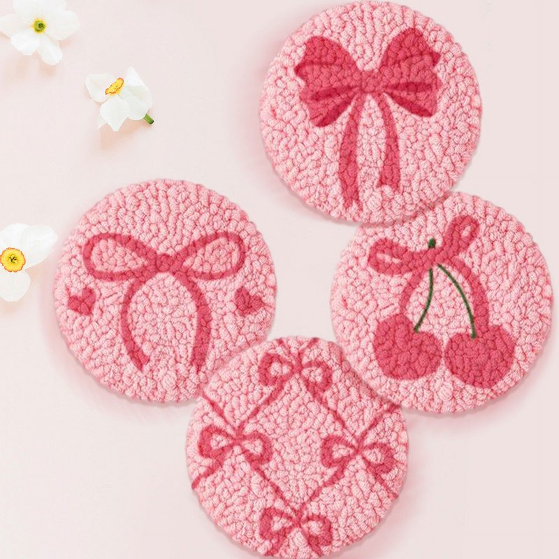 Love Punch Needle Coasters Kit with 6 Patterns for DIY Home Decor