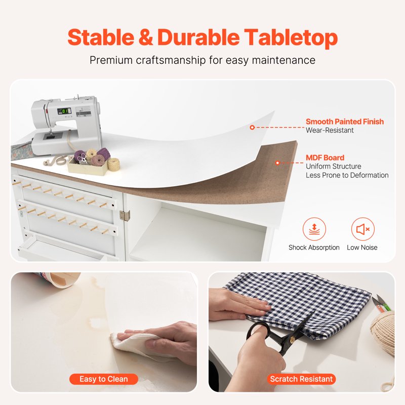Multi-Functional Folding Sewing Table with Storage and Casters