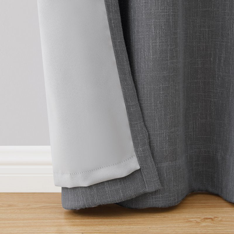 Blackout Grommet Window Curtain Panel - Woven Textured Polyester Rayon, 50-108"