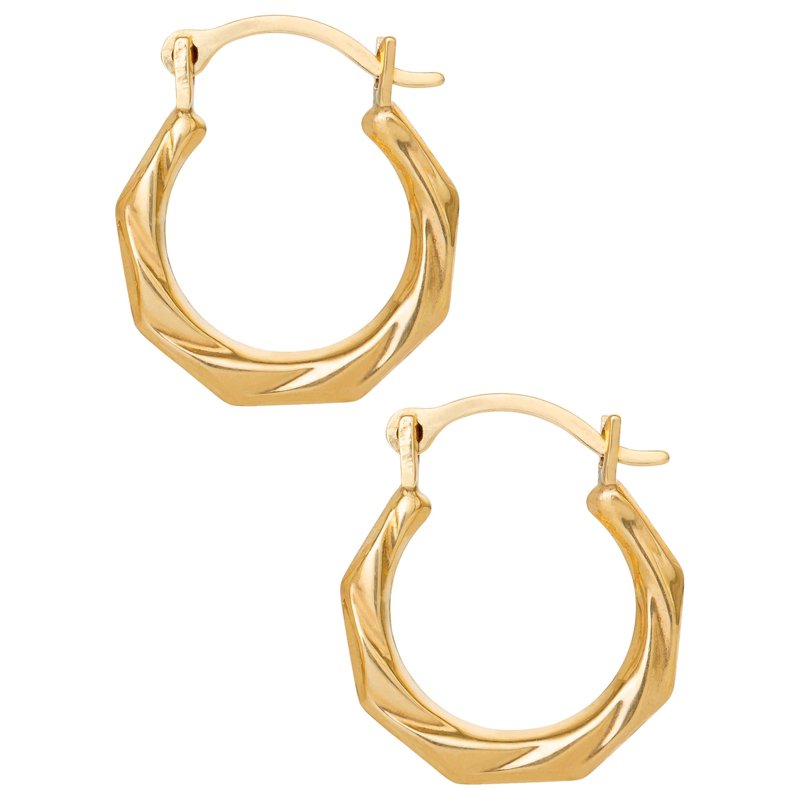 Kids 14K Yellow Gold Swirl Hoop Earrings - Hypoallergenic & Lightweight