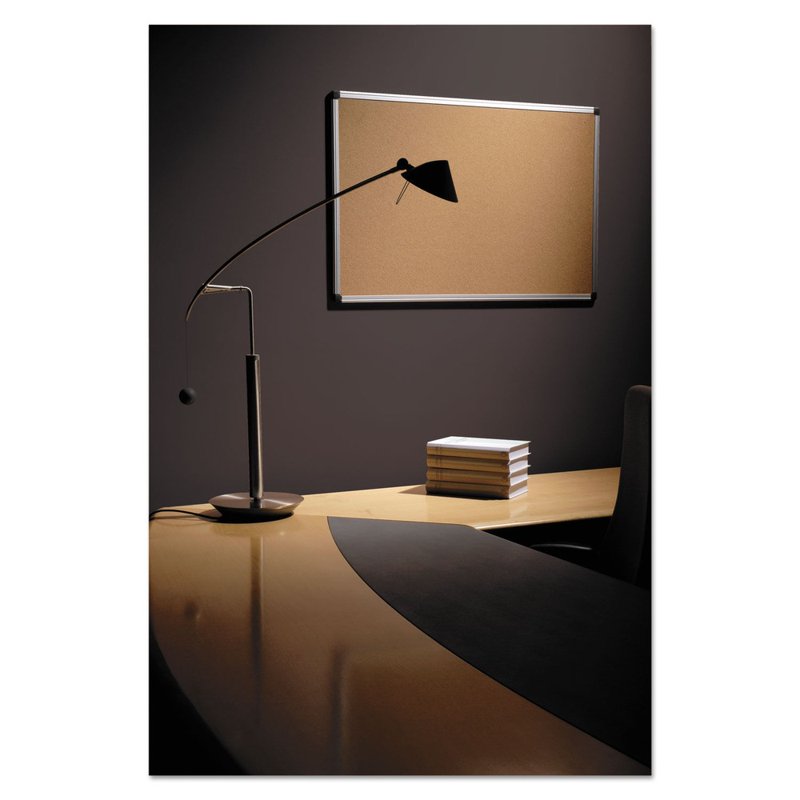24-Inch x 36-Inch Cork Bulletin Board with Aluminum Frame - Tan/Silver