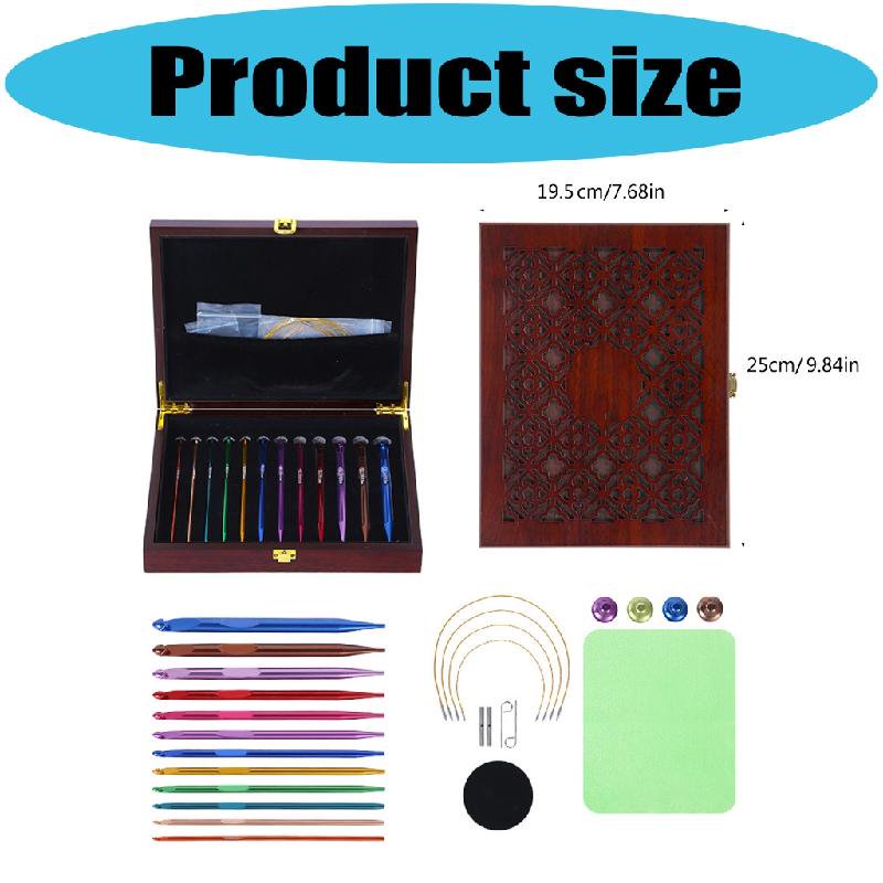 12Pcs Detachable Tunisian Crochet Hook Set with Interchangeable Aluminum Needles