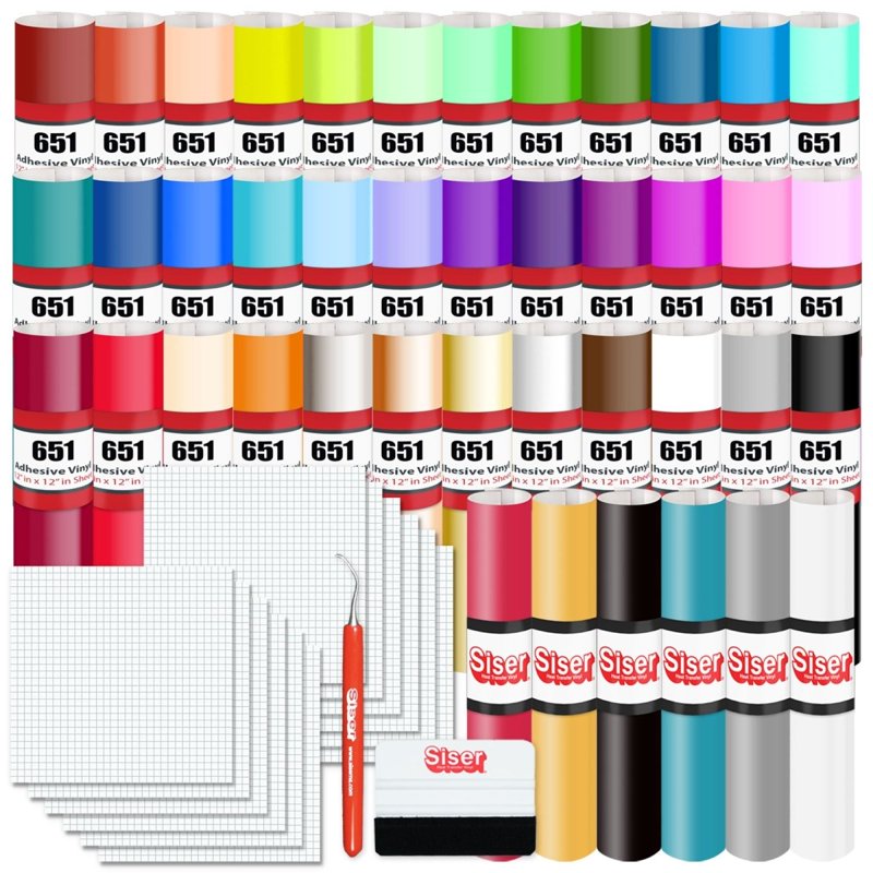 Vinyl & HTV Crafting Bundle for Cricut and Silhouette Machines - 24 Inch Siser Romeo