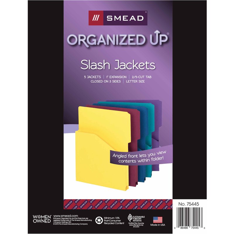 Expanding File Jacket with 2/5-Cut Tabs, 1 Inch Capacity - Assorted Colors