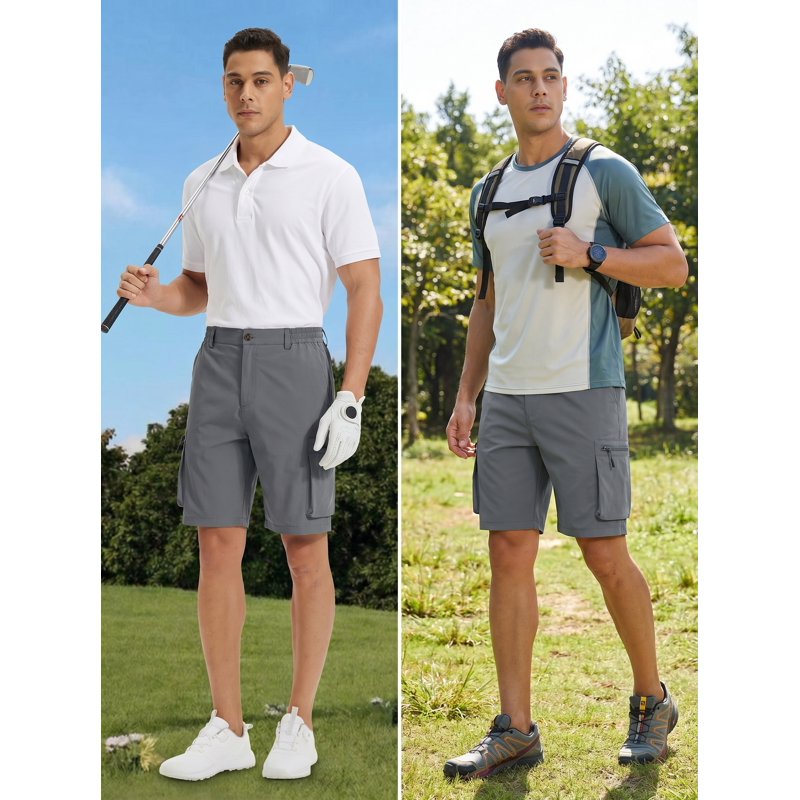 Men's Hiking Cargo Shorts with Multi-Pocket Design for Outdoor Travel and Casual Wear