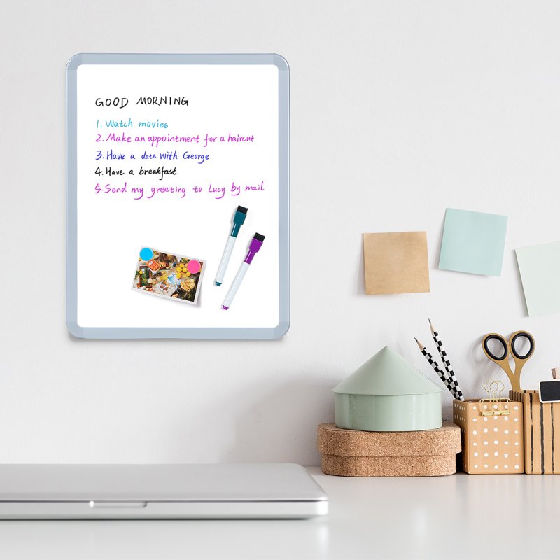 Magnetic Dry Erase Board Set - 11x14 Inch White, Green, Pink - 2 Pack with Markers & Magnets